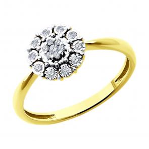 Кольцо из лимонного золота SOKOLOV с бриллиантом 1012705-2 фото