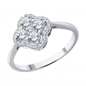 Кольцо из белого золота SOKOLOV с бриллиантом выращенным 1012747-3-5 фото