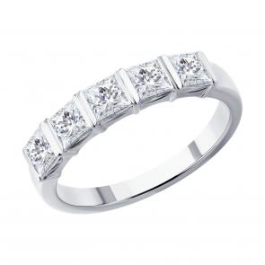 Кольцо из белого золота SOKOLOV с бриллиантом выращенным 1012762-3-5 фото