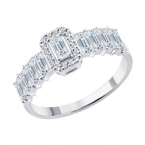 Кольцо из белого золота SOKOLOV с бриллиантом выращенным 1012767-3-5 фото