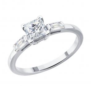 Кольцо из белого золота SOKOLOV с бриллиантом выращенным 1012774-3-5 фото