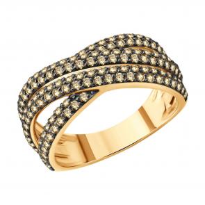 Золотое кольцо SOKOLOV с коньячным бриллиантом 1012786 фото