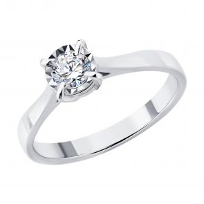 Кольцо из белого золота SOKOLOV с бриллиантом выращенным 1012788-3-5 фото