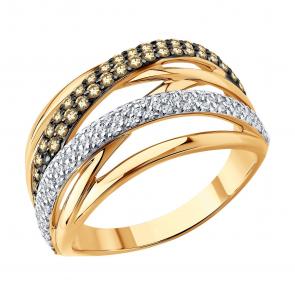 Золотое кольцо SOKOLOV с бриллиантом и коньячным бриллиантом 1012806 фото