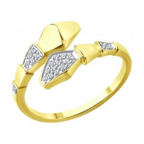 Кольцо из лимонного золота Символ года Змея SOKOLOV с бриллиантом 1012816-2 фото