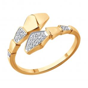 Золотое кольцо Символ года Змея SOKOLOV с бриллиантом 1012816 фото