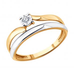 Золотое кольцо SOKOLOV с бриллиантом 1012882 фото