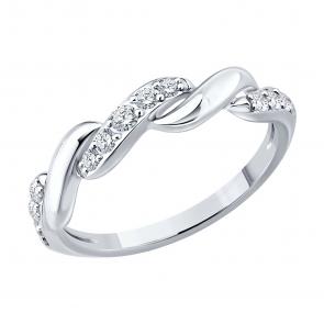 Кольцо из белого золота SOKOLOV с бриллиантом выращенным 1012892-3-5 фото