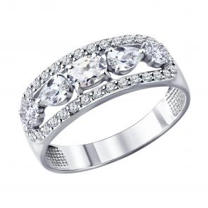 Кольцо из белого золота SOKOLOV с бриллиантом выращенным 1012898-3-5 фото