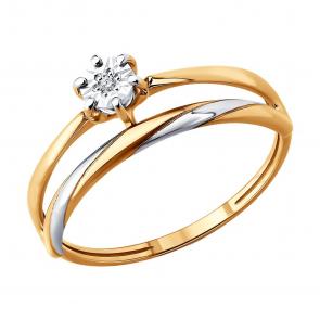 Золотое кольцо SOKOLOV с бриллиантом 1012905 фото