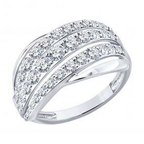 Кольцо из белого золота SOKOLOV с бриллиантом выращенным 1012910-3-5 фото