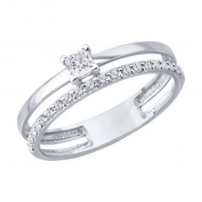 Кольцо из белого золота SOKOLOV с бриллиантом выращенным 1012914-3-5 фото