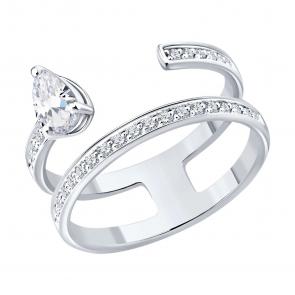 Кольцо из белого золота SOKOLOV с бриллиантом выращенным 1012921-3-5 фото