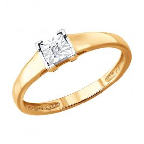 Золотое кольцо SOKOLOV с бриллиантом 1012926 фото