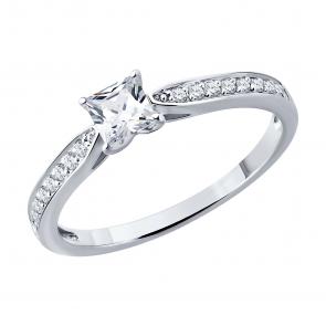 Кольцо из белого золота SOKOLOV с бриллиантом выращенным 1012954-3-5 фото