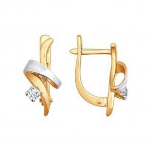 Золотые серьги SOKOLOV с бриллиантом 1020111 фото