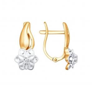 Золотые серьги SOKOLOV с бриллиантом 1020887 фото