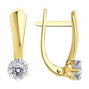 Серьги из лимонного золота SOKOLOV с бриллиантом 1020947-2 фото