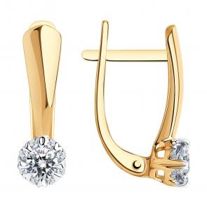 Золотые серьги SOKOLOV с бриллиантом 1020947 фото