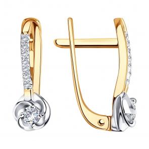 Золотые серьги SOKOLOV с бриллиантом 1020956 фото