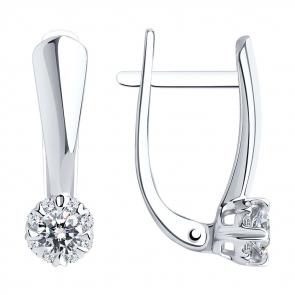 Серьги из белого золота SOKOLOV с бриллиантом 1020975 фото