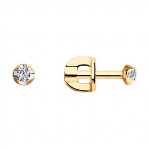 Золотые серьги SOKOLOV с бриллиантом 1021007 фото