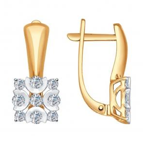 Золотые серьги SOKOLOV с бриллиантом 1021012 фото