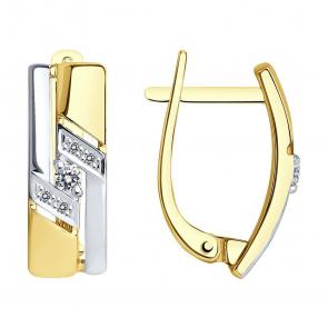 Серьги из лимонного золота SOKOLOV с бриллиантом 1021025-2 фото