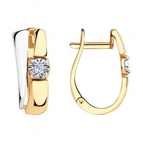 Золотые серьги SOKOLOV с бриллиантом 1021054 фото