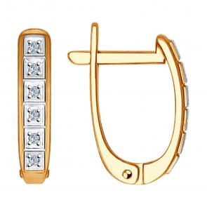 Золотые серьги SOKOLOV с бриллиантом 1021057 фото