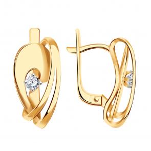 Золотые серьги Александра с бриллиантом 1021068ск фото