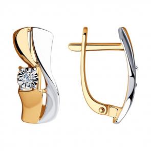 Золотые серьги SOKOLOV с бриллиантом 1021074 фото