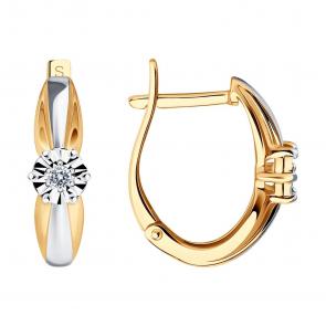 Золотые серьги SOKOLOV с бриллиантом 1021099 фото