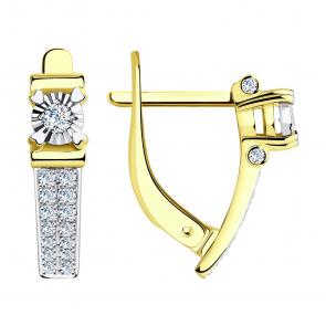 Серьги из лимонного золота SOKOLOV с бриллиантом 1021108 фото