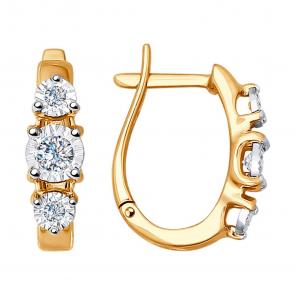 Золотые серьги SOKOLOV с бриллиантом 1021132 фото