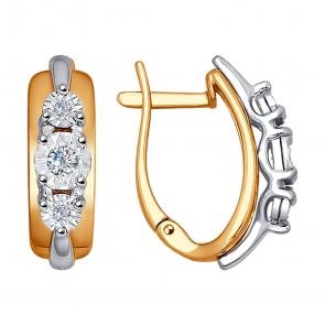 Золотые серьги SOKOLOV с бриллиантом 1021133 фото