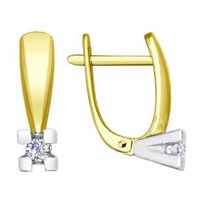 Серьги из лимонного золота SOKOLOV с бриллиантом 1021170-2 фото