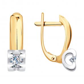 Золотые серьги SOKOLOV с бриллиантом 1021178 фото