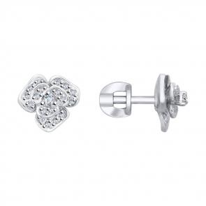 Серьги из белого золота SOKOLOV с бриллиантом 1021191-3 фото