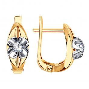 Золотые серьги Александра с бриллиантом 1021197сбк фото