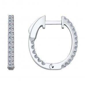 Серьги из белого золота SOKOLOV с бриллиантом 1021276 фото