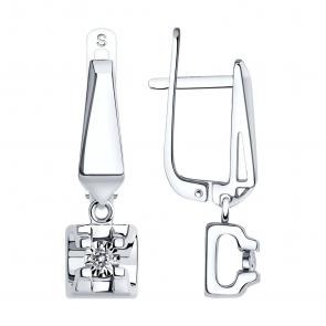 Серьги из белого золота SOKOLOV с бриллиантом 1021277 фото