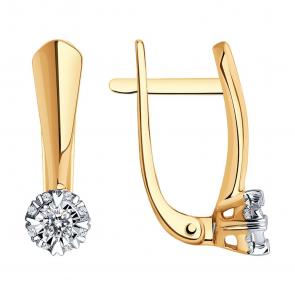 Золотые серьги SOKOLOV с бриллиантом 1021286 фото