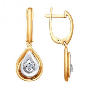 Золотые серьги SOKOLOV с бриллиантом 1021289 фото