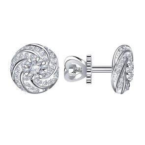 Серьги из белого золота Александра с бриллиантом 1021289сб фото