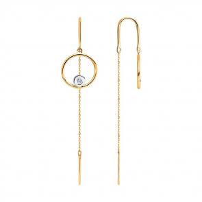 Золотые серьги SOKOLOV с бриллиантом 1021298 фото