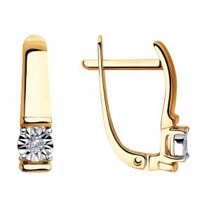 Золотые серьги SOKOLOV с бриллиантом 1021311 фото