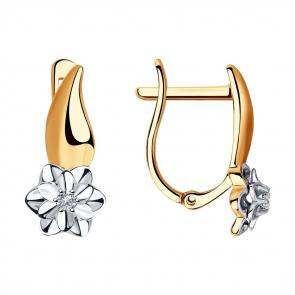 Золотые серьги SOKOLOV с бриллиантом 1021312 фото