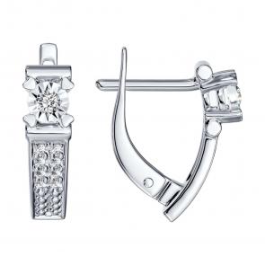 Серьги из белого золота SOKOLOV с бриллиантом 1021314 фото
