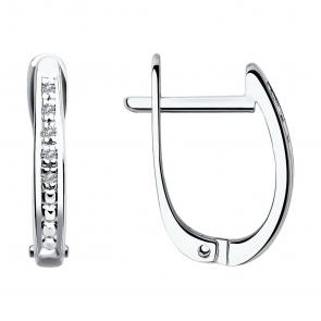 Серьги из белого золота SOKOLOV с бриллиантом 1021316-3 фото